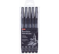 Набор черных линеров Hatber Noir/Нуар Terra Colora 01./0.3/0.5/0.7 мм, 070955