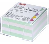 Блок бумаги для заметок Hatber 9x9х4,5см 2 цв. зеленый/белый в пласт 24 шт 075653