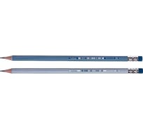 Чернографитный карандаш Hatber Lines HB, с ластиком, круглый корпус 12 шт. 065640