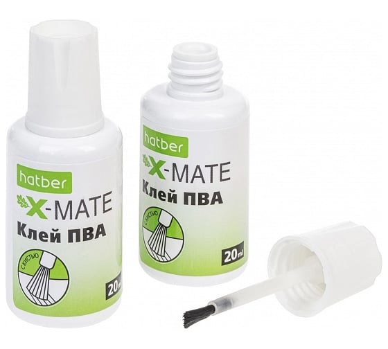 Клей Hatber ПВА с кисточкой X-Mate, 20мл 10 шт 071923