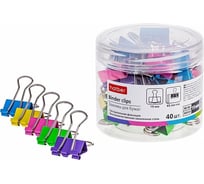 Зажимы для бумаг Hatber 19мм, Неон, 40 шт, в пластиковой тубе, 67771 067771