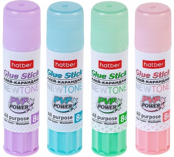 Клей-карандаш Hatber NEWtone 8гр, в картонной дисплей-витрине, 24 шт 067210