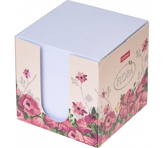 Блок для заметок Hatber Flora 9x9х9см белый, в картонном боксе 12 шт 069227
