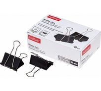 Зажимы для бумаг Hatber 51мм, черные, 12 шт, в картонной коробке 059106