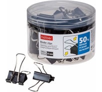 Зажимы для бумаг Hatber 25мм, черные ENERGY SAVE, 40шт, в пластиковой тубе, 059125