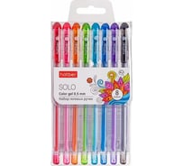 Набор гелевых ручек Hatber Solo ColorGel 8 цветов, 0.5 мм, в пластиковом пенале 058909