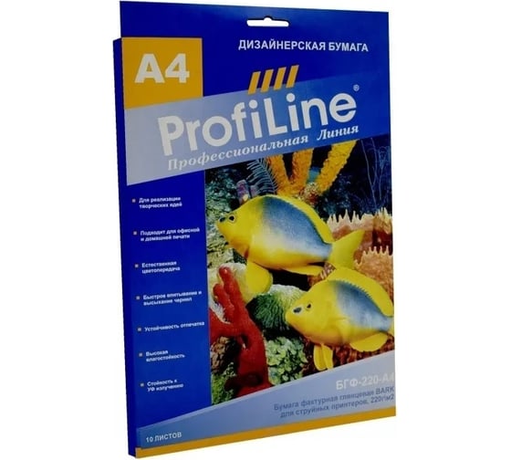 Бумага фактурная глянцевая ProfiLine BARK для струйной печати,220 г/м2, А4, 10л PL_TGP_iP_220_A4_10_BARK