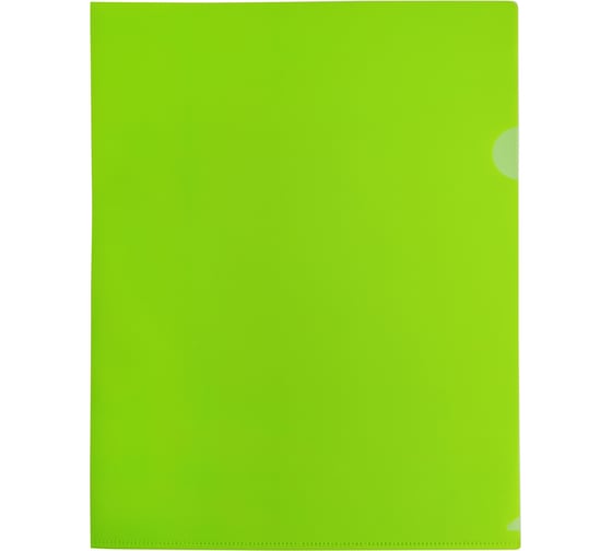 Папка-уголок БЮРОКРАТ Double Neon DNECLETT A4, пластик 0.18 мм, салатовый, 20 шт 1481099