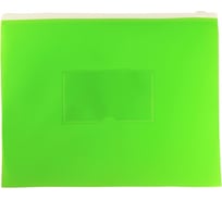 Папка на молнии БЮРОКРАТ ZIP Double Neon A5, полипропилен 0.15 мм, салатовый, кармам для визитки, 12 шт 1126074