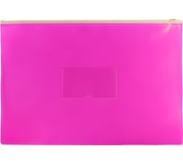 Папка на молнии БЮРОКРАТ ZIP Double Neon A4+, полипропилен 0.15 мм, розовый, карман для визитки, 12 шт 1125206