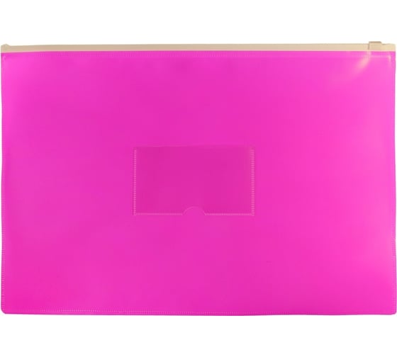 Папка на молнии БЮРОКРАТ ZIP Double Neon A4+, полипропилен 0.15 мм, розовый, карман для визитки, 12 шт 1125206