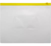 Папка на молнии БЮРОКРАТ ZIP A5, полипропилен 0.15 мм, карман для визитки, цвет молнии желтый, 12 шт 816735