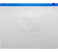 Папка на молнии БЮРОКРАТ ZIP A5, полипропилен 0.15 мм, карман для визитки, цвет молнии синий, 12 шт 816731