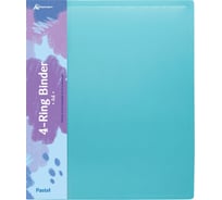 Папка БЮРОКРАТ Pastel PAST0740/4RBLUE панорама на 4-х кольцах, A4, пластик 0.7 мм, корешок 40 мм, торец с карманом, 10 шт 1604527