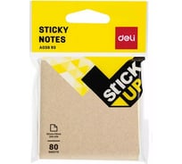 Самоклеящийся бумажный блок DELI Stick UP EA03893 76x76 мм 80 листов коричневый, 12 шт 1211384