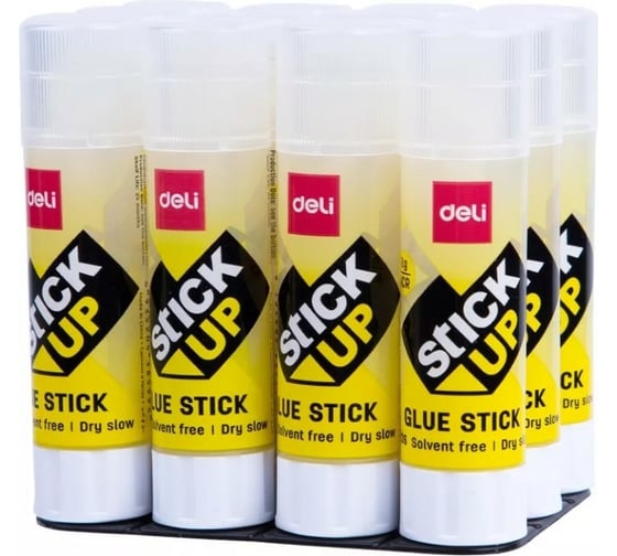 Клей-карандаш DELI Stick UP EA23610 8 г прозрачный дисплей картонный, 12 шт 1205129