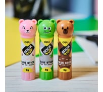 Клей-карандаш DELI в виде зверят,, 9 гр., PVP основа, корпус ассорти E6366A
