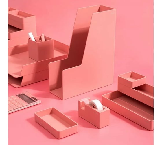 Вертикальный лоток для бумаг DELI Nusign ENS022 PINK A4 розовый пластик 1617477