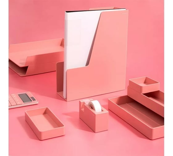 Вертикальный лоток для бумаг DELI Nusign ENS022 PINK A4 розовый пластик 1617477