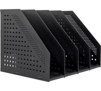 Вертикальный лоток DELI 78996 DK-GREY 4 отделения складной A4 332x256x243 мм темно-серый пластик 1366149