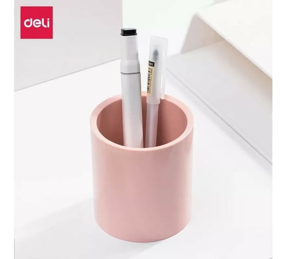 Подставка для пишущих принадлежностей DELI Nusign NS023 Pink 1 отделение диаметр 83 мм 95 мм розовый пластик, 8 шт 1504413