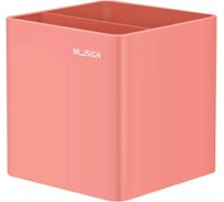 Подставка для пишущих принадлежностей DELI Nusign ENS011 PINK 2 отделения 84x84x86 мм розовый пластик, 12 шт 1584272