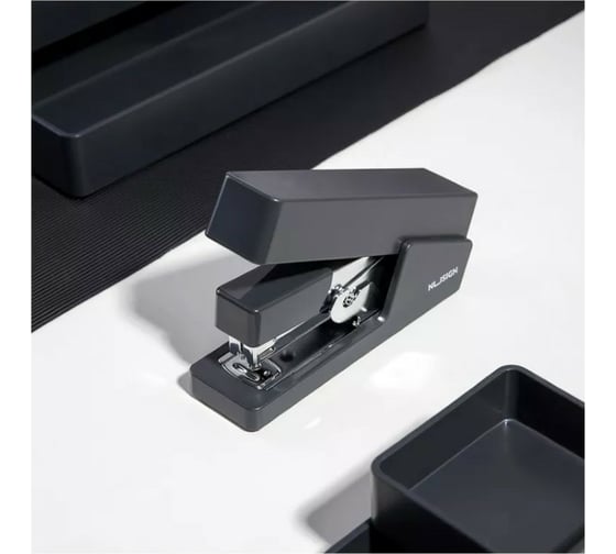 Степлер DELI Nusign ENS081 BLACK 25 листов черный 100 скоб коробка, 12 шт 1617347
