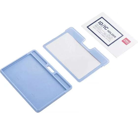 Бейдж для пропуска DELI 8314/L-BLUE 54x89 мм горизонтальный акрил/пластик голубой, 6 шт 1215511
