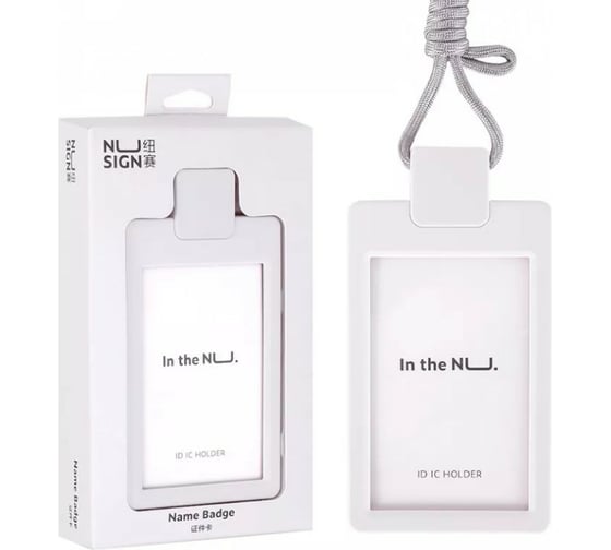 Бейдж DELI NS126WHITE Nusign 108x67 мм вертикальный белый шнур, 24 шт 1504671