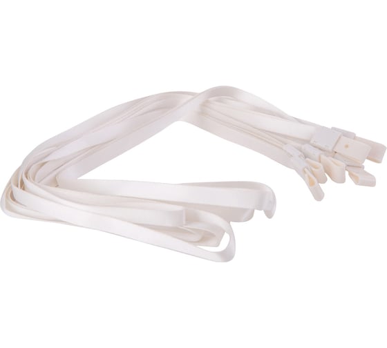 Шнур для пропуска DELI 8352 white 45x1 см нейлон белый упаковка 12 шт пластиковый пакет, 8 упак 1035306