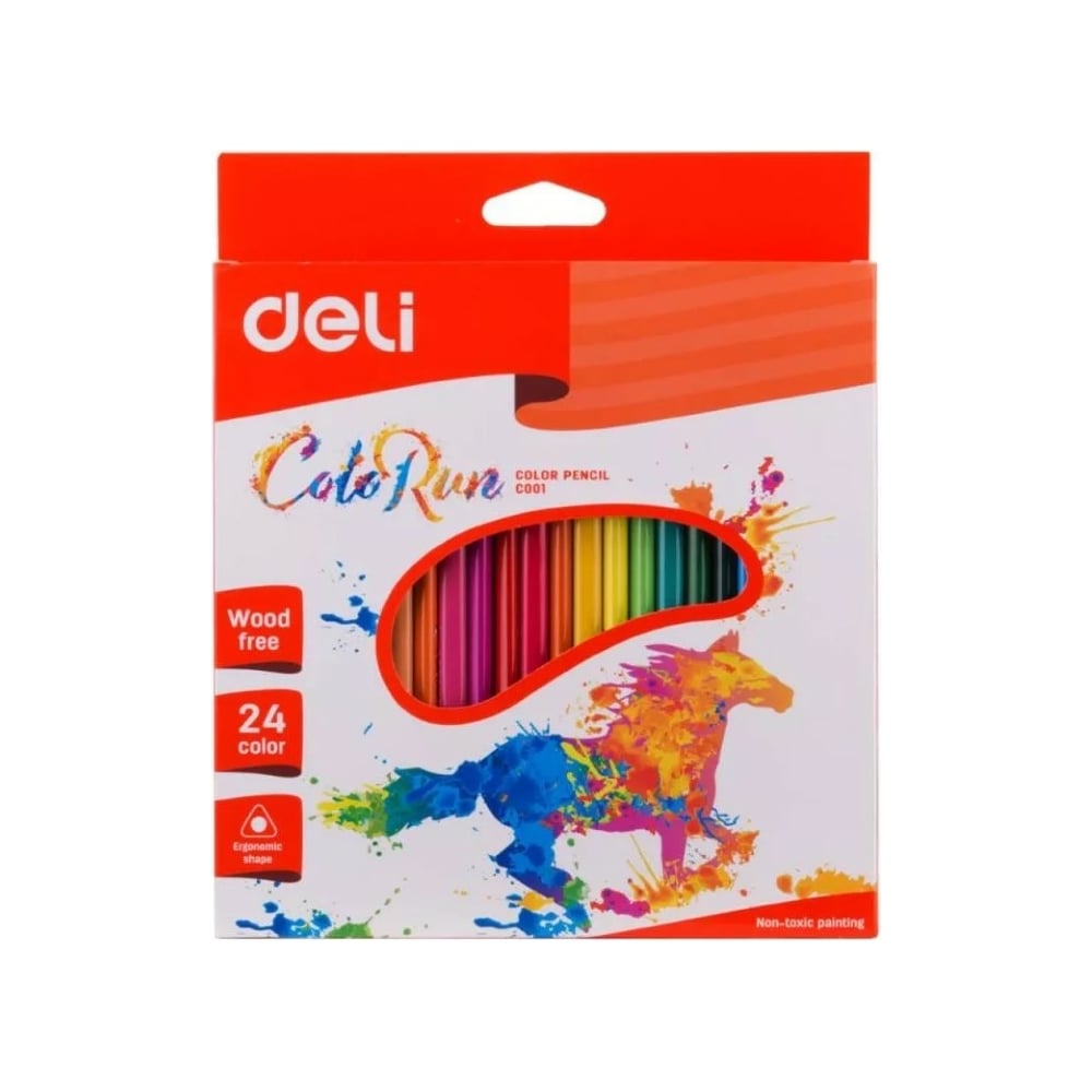 Цветные карандаши DELI ColoRun EC00120 трехгранные пластик 24 цвета ...