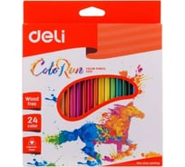 Цветные карандаши DELI ColoRun EC00120 трехгранные пластик 24 цвета коробка/европодвес 24 упак 410933