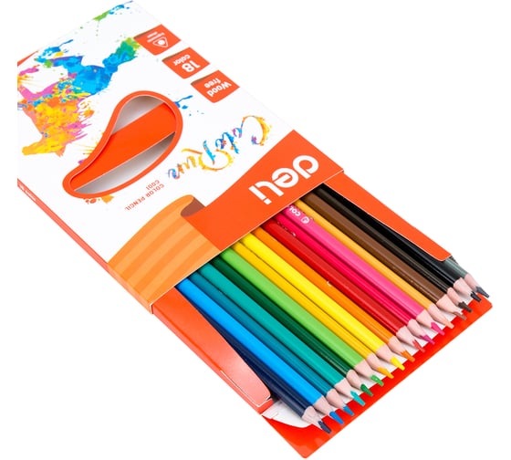 Цветные карандаши DELI ColoRun EC00110 трехгранные пластик 18 цветов коробка/европодвес 18 шт 410862