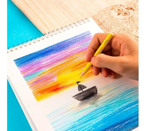Цветные карандаши DELI ColoRun EC09900 трехгранные пластик 12 цветов коробка/европодвес, 24 упак 1549474