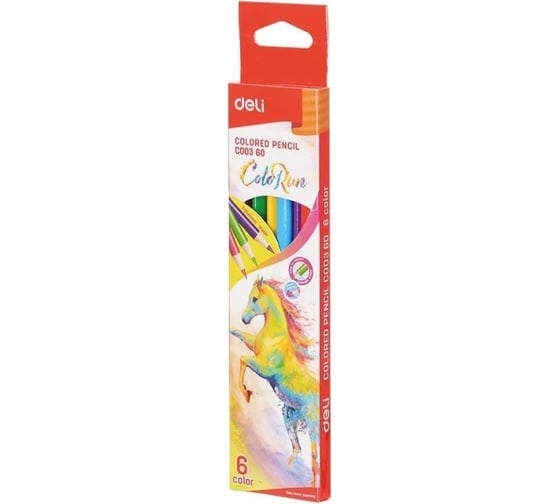 Цветные карандаши DELI EC00360 ColoRun трехгранные тополь 6цв. коробка/европодвес, 24 упак 1027231