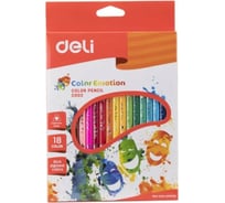 Цветные карандаши DELI Color Emotion EC00210 трехгранные липа 18 цветов коробка/европодвес, 24 упак 458043