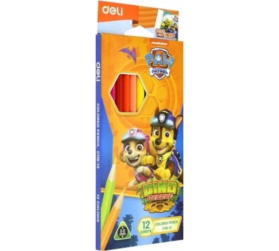 Цветные карандаши DELI Paw Patrol EC116-12 тополь 12 цветов коробка/европодвес, 24 упак 1640119