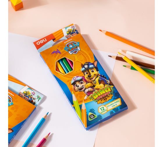 Цветные карандаши DELI Paw Patrol EC116-12 тополь 12 цветов коробка/европодвес, 24 упак 1640119