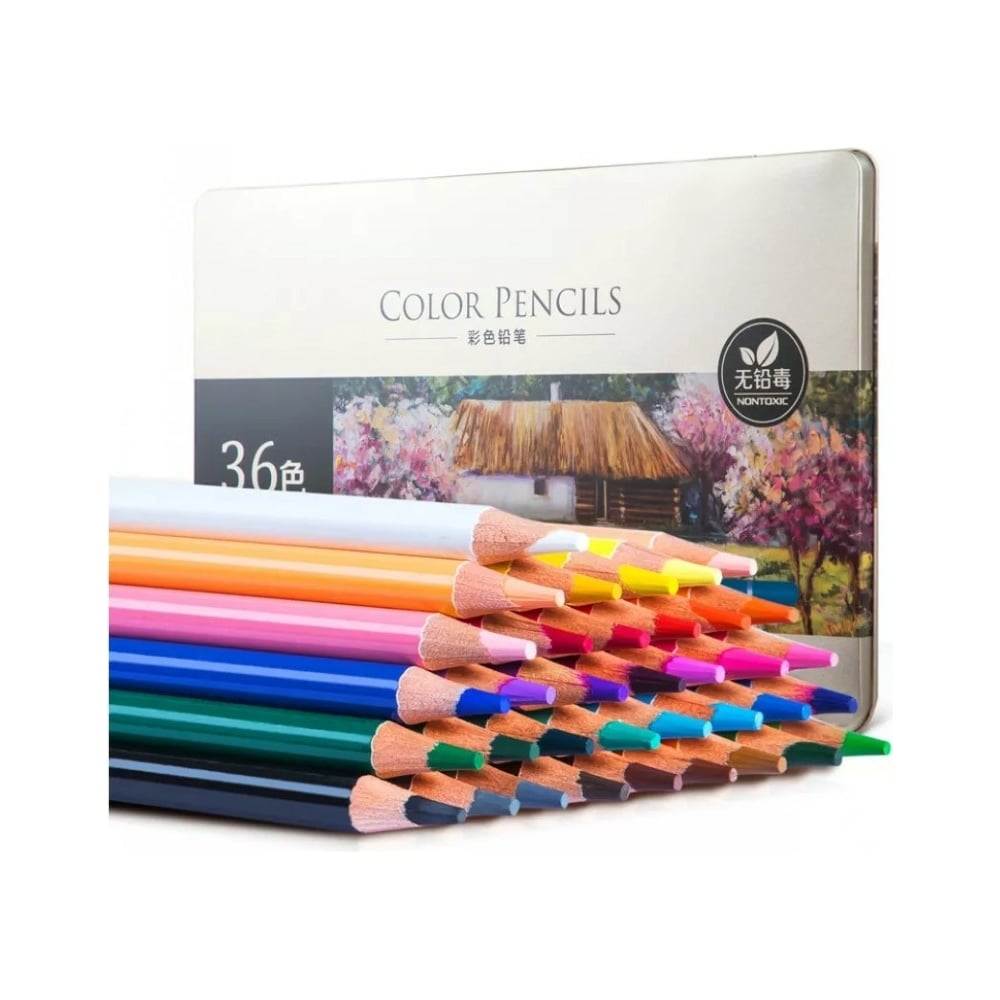 Цветные карандаши DELI 6566 липа цветной корпус 36 цветов металлическая ...