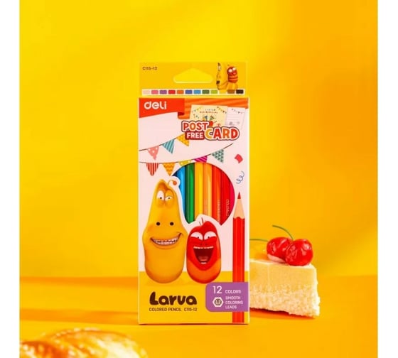 Цветные карандаши DELI Larva EC115-12 тополь 12 цветов коробка/европодвес, 24 упак 1640144