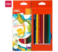 Карандаши цветные DELI Color Emotion, акварельные, липа, 12 цветов, коробка/европодвес EC00700