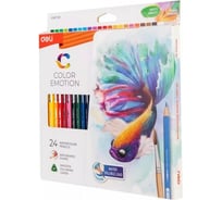 Цветные карандаши DELI Color Emotion EC00720/A акварельные липа 24 цвета коробка/европодвес 24 шт, 12 упак 1483023