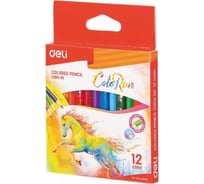 Цветные карандаши DELI EC00400 ColoRun трехгранные тополь 12 цветов коробка/европодвес, 48 упак 1027225