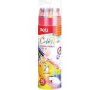 Цветные карандаши DELI EC00337 ColoRun трехгранные 36 цветов картонный тубус 1027248