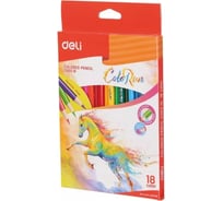Цветные карандаши DELI EC00310 ColoRun тополь 18 цветов коробка/европодвес, 24 упак 1048951
