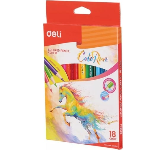 Цветные карандаши DELI EC00310 ColoRun тополь 18 цветов коробка/европодвес, 24 упак 1048951 1