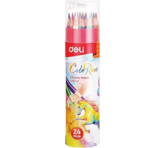 Цветные карандаши DELI EC00327 ColoRun трехгранные тополь 24 цвета картонный тубус, 12 упак 1027246