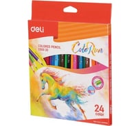 Цветные карандаши DELI EC00320 ColoRun трехгранные тополь 24 цвета коробка/европодве, 24 упак 1048953