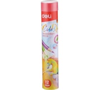 Цветные карандаши DELI EC00308 ColoRun трехгранные тополь 12 цветов металлический тубус, 24 упак 1048957