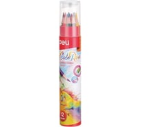 Цветные карандаши DELI EC00307 ColoRun трехгранные тополь 12 цветов картонный тубус, 24 упак 1027243